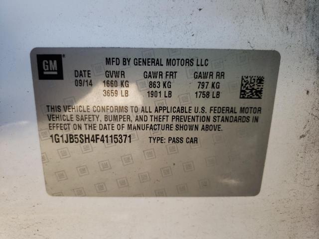 1G1JB5SH4F4115371 - 2015 CHEVROLET SONIC LS WHITE photo 13