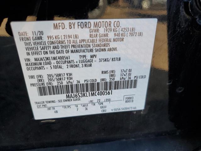 MAJ6S3KL1MC400561 - 2021 FORD ECOSPORT T BLACK photo 13