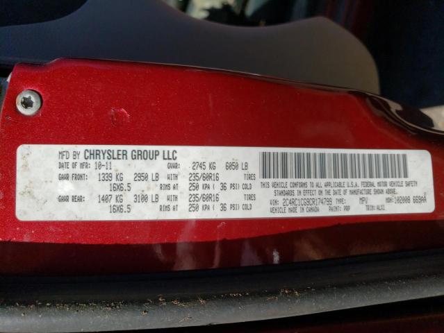 2C4RC1CG9CR174799 - 2012 CHRYSLER TOWN & COU MAROON photo 13