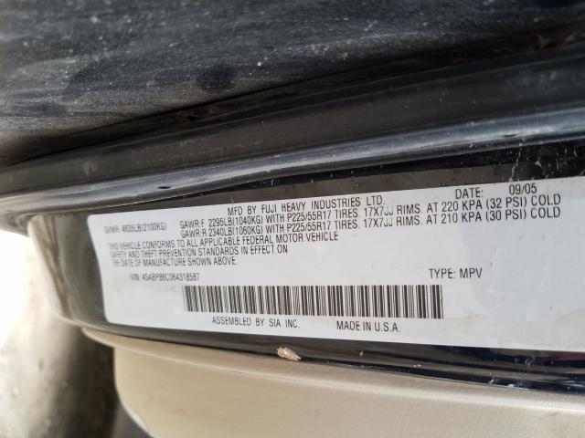 4S4BP86C064318587 - 2006 SUBARU LEGACY OUT BLACK photo 10