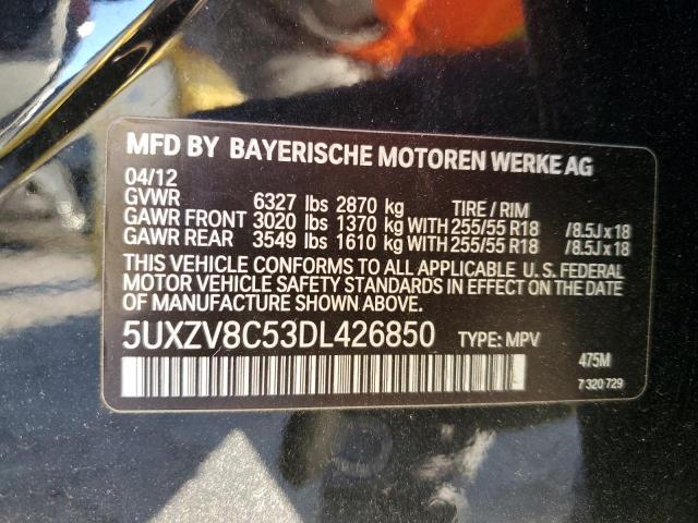 5UXZV8C53DL426850 - 2013 BMW X5 XDRIVE5 BLACK photo 13