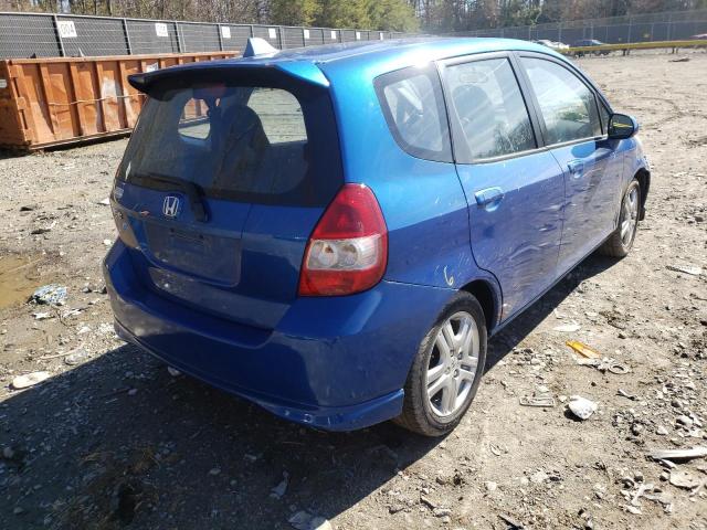 JHMGD386X7S027507 - 2007 HONDA FIT S BLUE photo 4