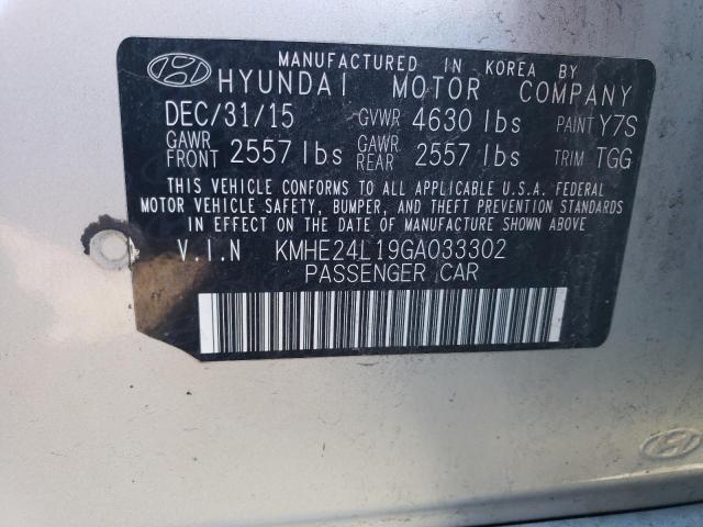 KMHE24L19GA033302 - 2016 HYUNDAI SONATA HYB SILVER photo 12