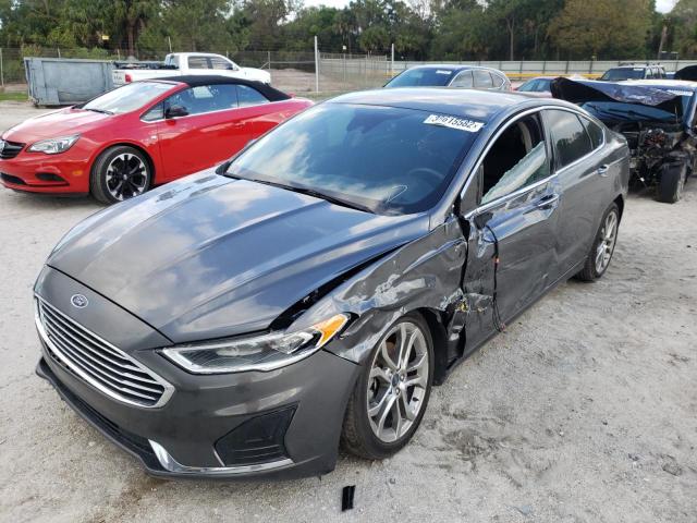 3FA6P0CD9KR150606 - 2019 FORD FUSION SEL GRAY photo 2