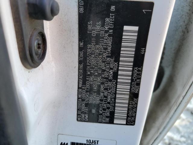 5TFST54107X002042 - 2007 TOYOTA TUNDRA DOU WHITE photo 12
