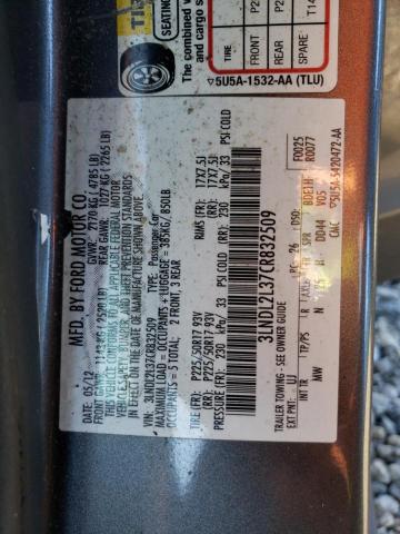 3LNDL2L37CR832509 - 2012 LINCOLN MKZ HYBRID GRAY photo 12