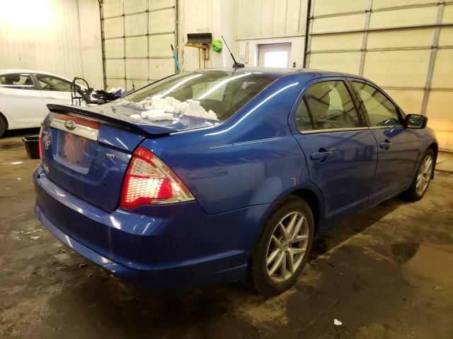 3FAHP0JA0CR301884 - 2012 FORD FUSION SEL BLUE photo 4