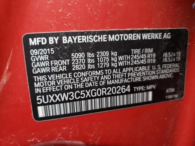 5UXXW3C5XG0R20264 - 2016 BMW X4 XDRIVE2 RED photo 13