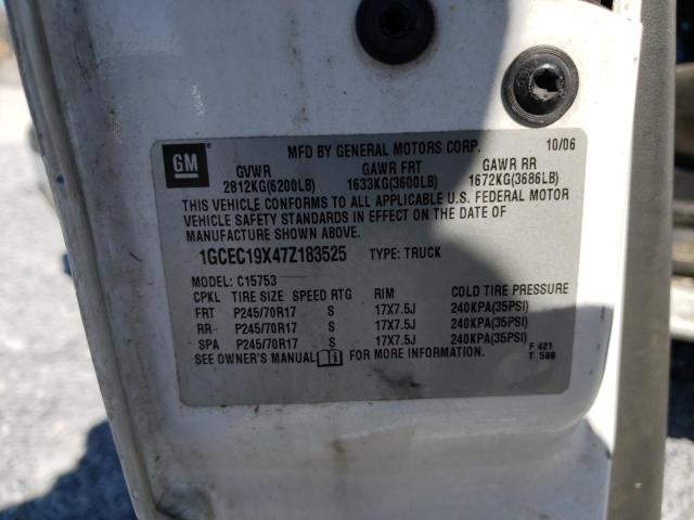 1GCEC19X47Z183525 - 2007 CHEVROLET SILVERADO C1500 CLASSIC  photo 10