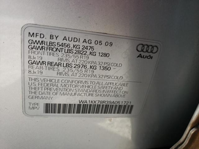 WA1KK78R39A051721 - 2009 AUDI Q5 3.2 SILVER photo 12