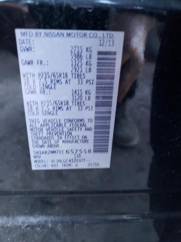 5N1AR2MM7EC657558 - 2014 NISSAN PATHFINDER BLACK photo 12