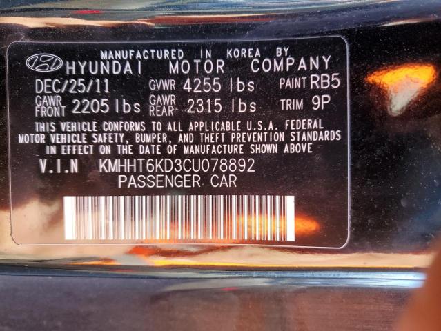 KMHHT6KD3CU078892 - 2012 HYUNDAI GENESIS CO BLACK photo 13