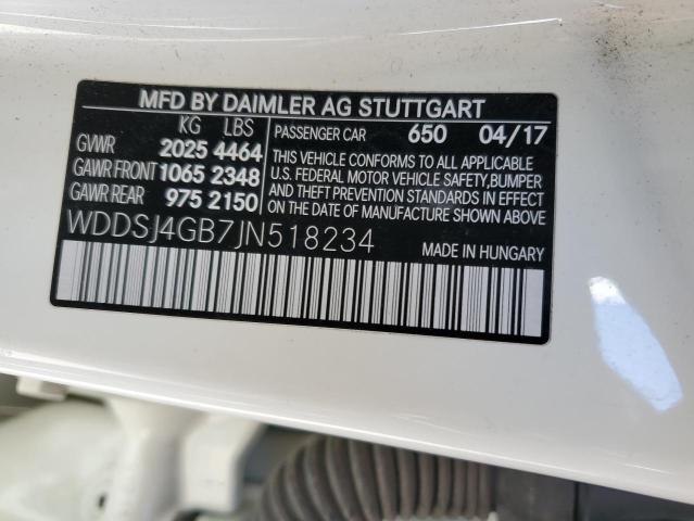 WDDSJ4GB7JN518234 - 2018 MERCEDES-BENZ CLA 250 4M WHITE photo 12