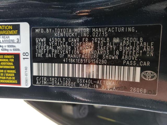 4T1BK1EB1FU156290 - 2015 TOYOTA AVALON XLE BLUE photo 10