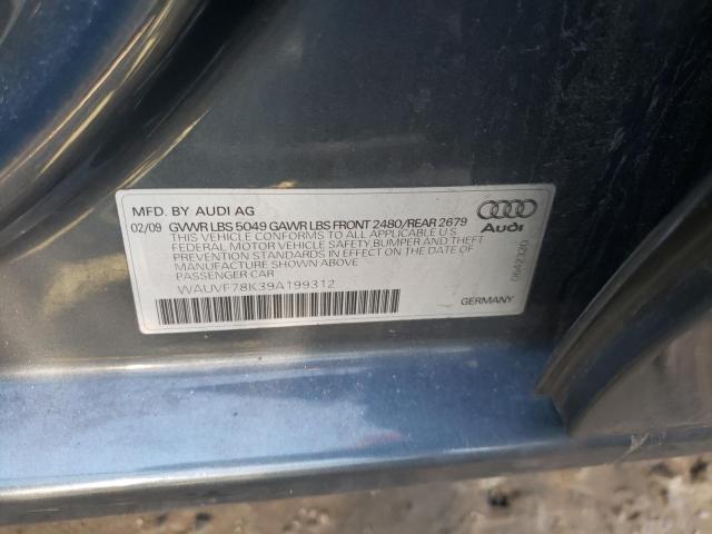 WAUVF78K39A199312 - 2009 AUDI A4 2.0T AV BLUE photo 12