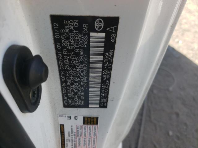 JTKJF5C72C3037507 - 2012 TOYOTA SCION TC 白色 照片 10