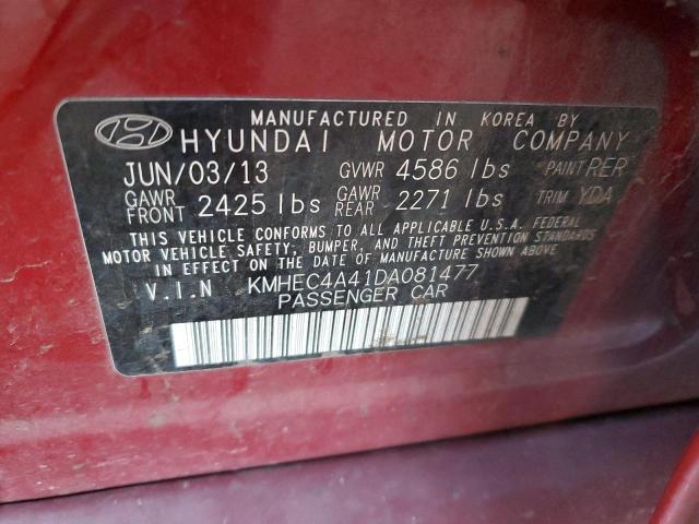 KMHEC4A41DA081477 - 2013 HYUNDAI SONATA HYB RED photo 13