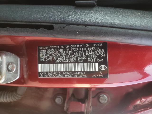 JTKKT624560161822 - 2006 SCION XA ბურგუნდია ფოტო 10