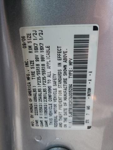 5J8TB182X7A005294 - 2007 ACURA RDX SILVER photo 12