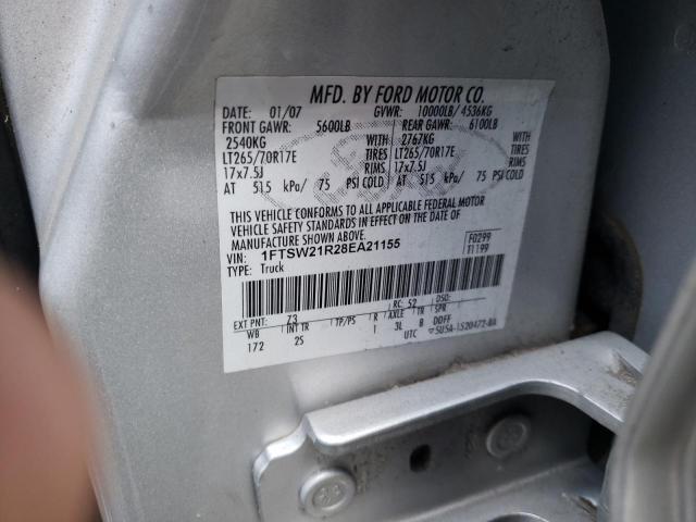 1FTSW21R28EA21155 - 2008 FORD F250 SUPER SILVER photo 12