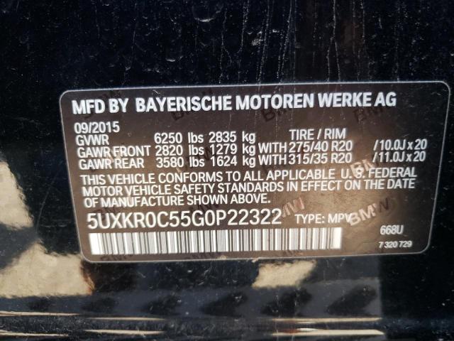 5UXKR0C55G0P22322 - 2016 BMW X5 XDRIVE3 BLACK photo 13
