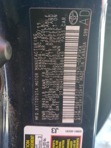 2T1BU4EE4BC688649 - 2011 TOYOTA COROLLA BLUE photo 12