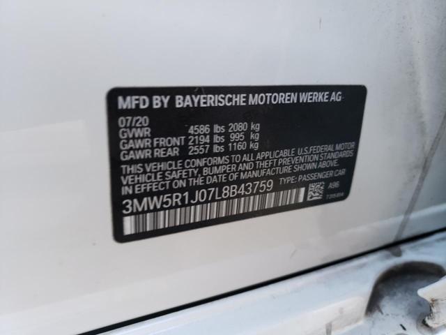 3MW5R1J07L8B43759 - 2020 BMW 330I SILVER photo 12