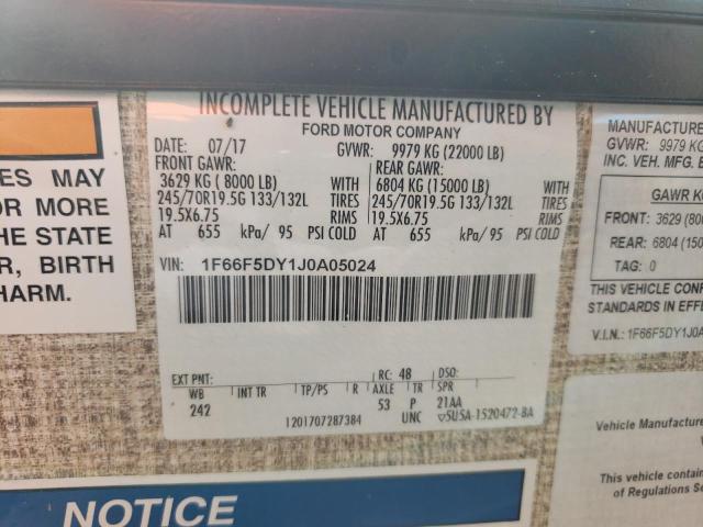 1F66F5DY1J0A05024 - 2018 FORD F53 BEIGE photo 10