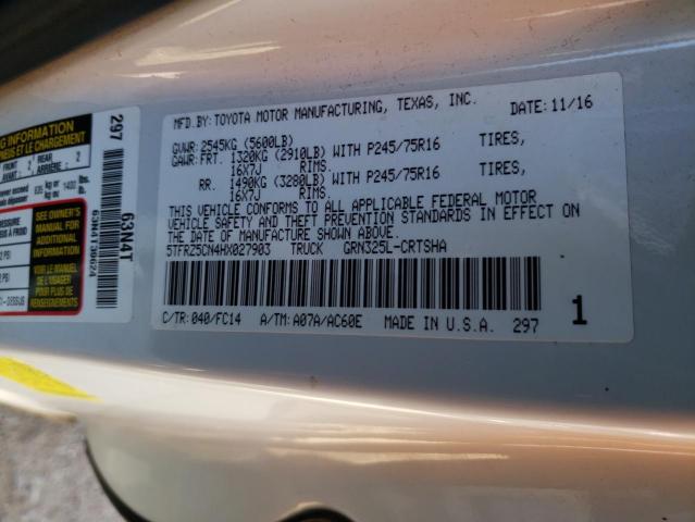 5TFRZ5CN4HX027903 - 2017 TOYOTA TACOMA ACC თეთრი ფოტო 13