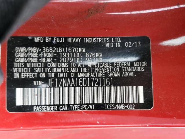 JF1ZNAA16D1721161 - 2013 TOYOTA SCION FR-S RED photo 12