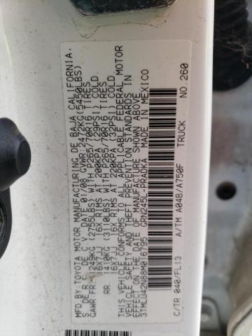 3TMLU42N88M016795 - 2008 TOYOTA TACOMA DOU 白色 照片 12