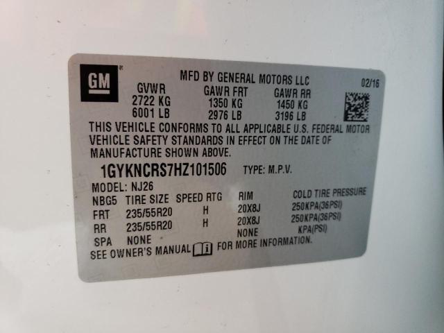 1GYKNCRS7HZ101506 - 2017 CADILLAC XT5 PREMIU WHITE photo 10