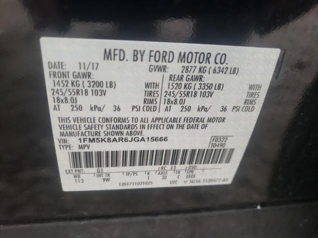 1FM5K8AR6JGA15666 - 2018 FORD EXPLORER POLICE INTERCEPTOR  photo 10