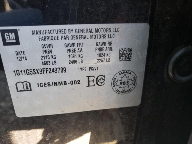 1G11G5SX9FF249709 - 2015 CHEVROLET MALIBU LTZ შავი ფოტო 12