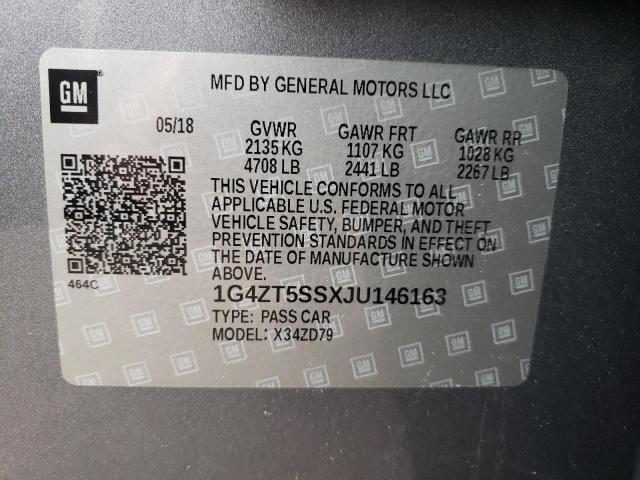 1G4ZT5SSXJU146163 - 2018 BUICK LACROSSE A GRAY photo 10