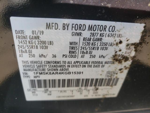 1FM5K8AR4KGB15301 - 2019 FORD EXPLORER P BLACK photo 13