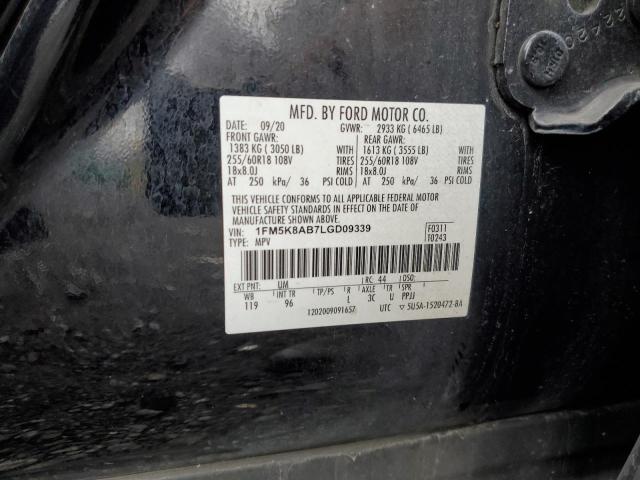 1FM5K8AB7LGD09339 - 2020 FORD EXPLORER P BLACK photo 13