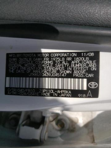 JTKKU10439J045147 - 2009 TOYOTA SCION XD WHITE photo 10