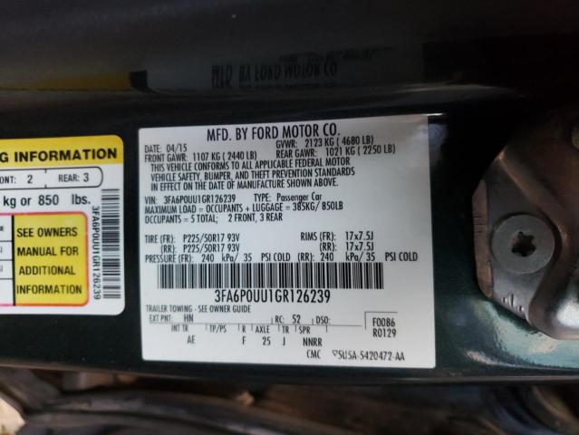 3FA6P0UU1GR126239 - 2016 FORD FUSION S H GRAY photo 13