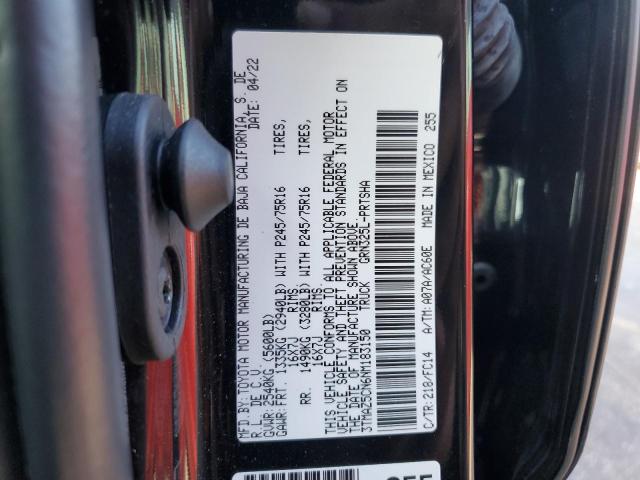 3TMAZ5CN6NM183150 - 2022 TOYOTA TACOMA DOU შავი ფოტო 12