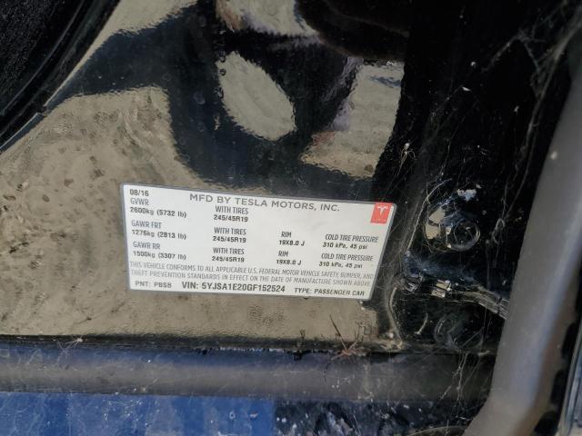 5YJSA1E20GF152524 - 2016 TESLA MODEL S Սև լուսանկար 12