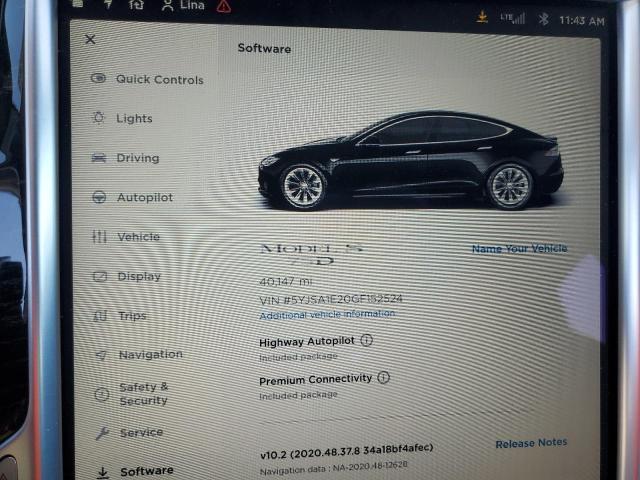 5YJSA1E20GF152524 - 2016 TESLA MODEL S Սև լուսանկար 9