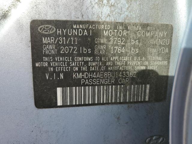 KMHDH4AE8BU143362 - 2011 HYUNDAI ELANTRA GL BLUE photo 12