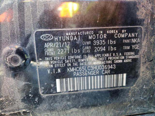 KMHC65LC3HU036943 - 2017 HYUNDAI IONIQ BLACK photo 12