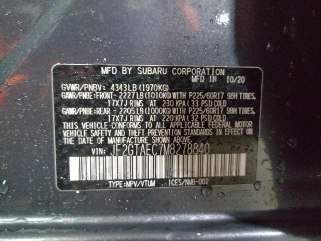 JF2GTAEC7M8278840 - 2021 SUBARU CROSSTREK Grafit foto 13