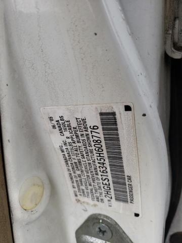 2HGES16345H608776 - 2005 HONDA CIVIC DX V 白色 照片 12