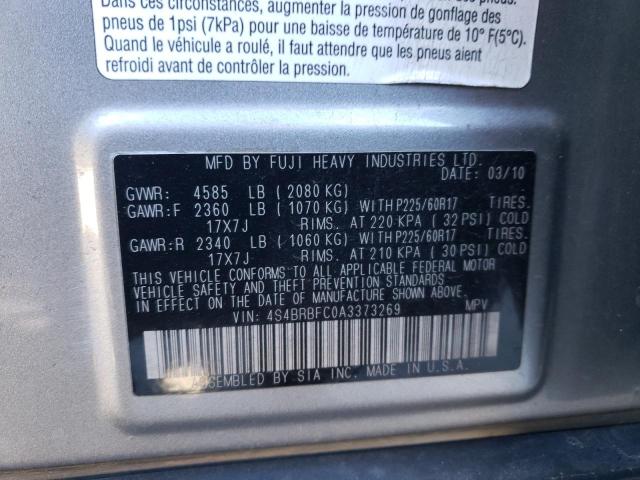 4S4BRBFC0A3373269 - 2010 SUBARU OUTBACK 2. SILVER photo 12