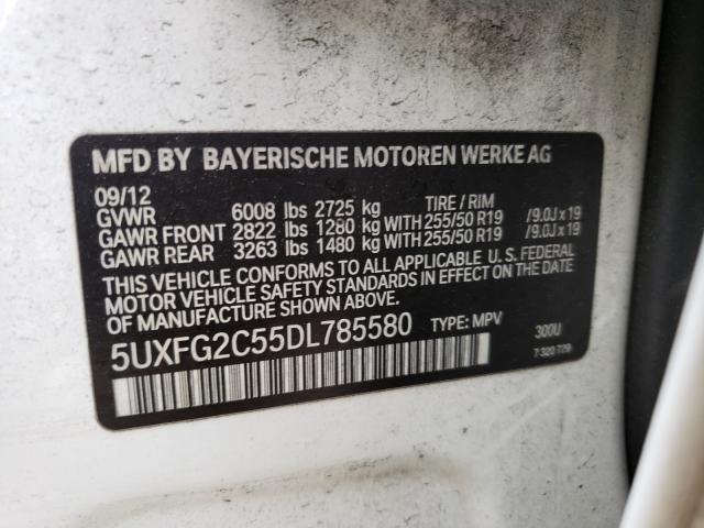 5UXFG2C55DL785580 - 2013 BMW X6 XDRIVE3 WHITE photo 10