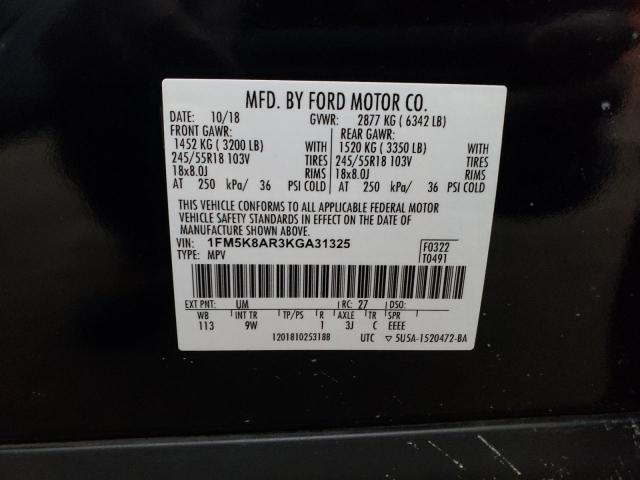 1FM5K8AR3KGA31325 - 2019 FORD EXPLORER P BLACK photo 13