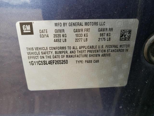 1G11C5SL4EF265260 - 2014 CHEVROLET MALIBU 1LT 蓝色 照片 10